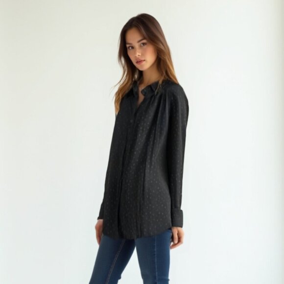 In every story Black Button-Up Women's Top 1X - Picture 1 of 11